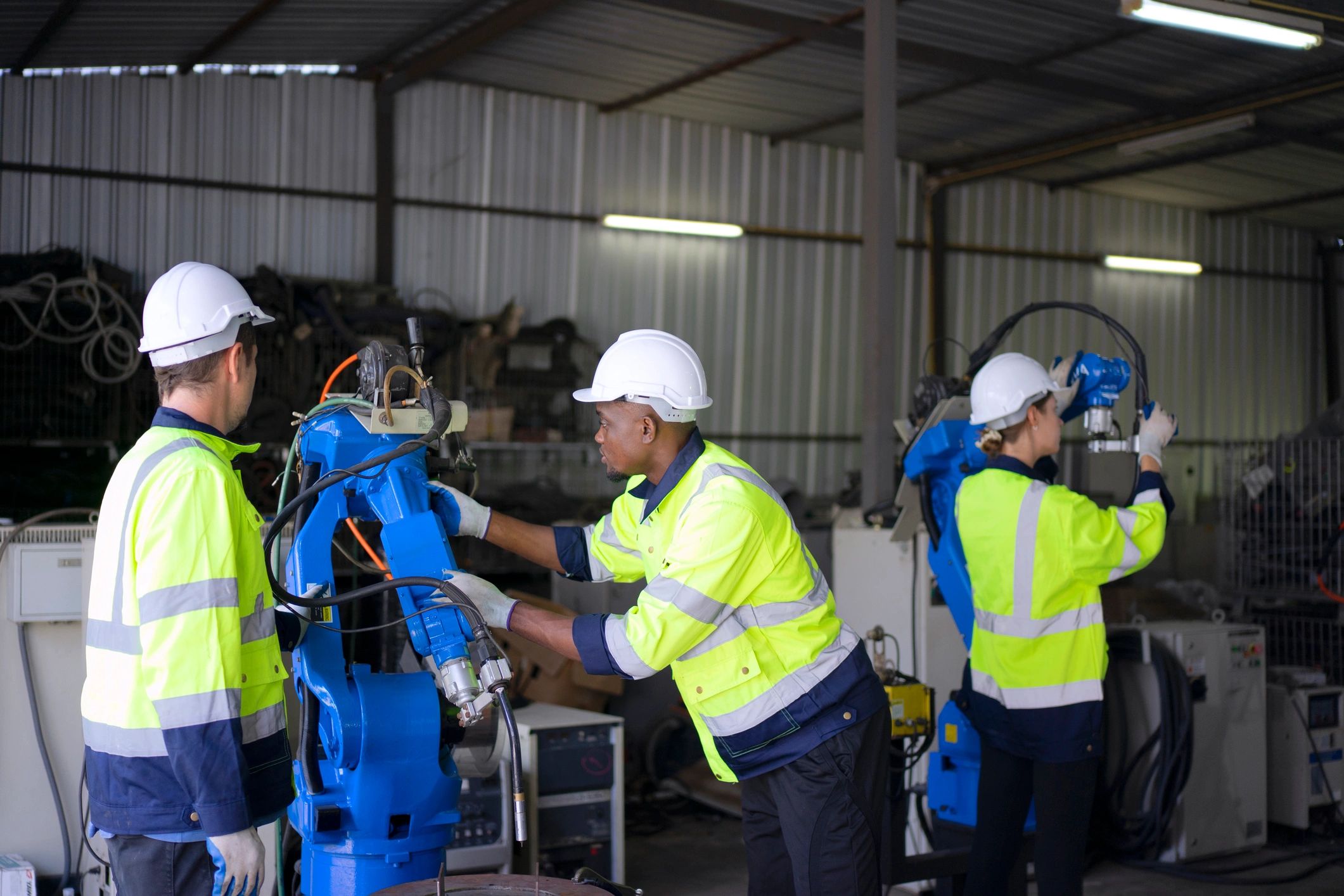 Especialista trabajando con tecnología industrial