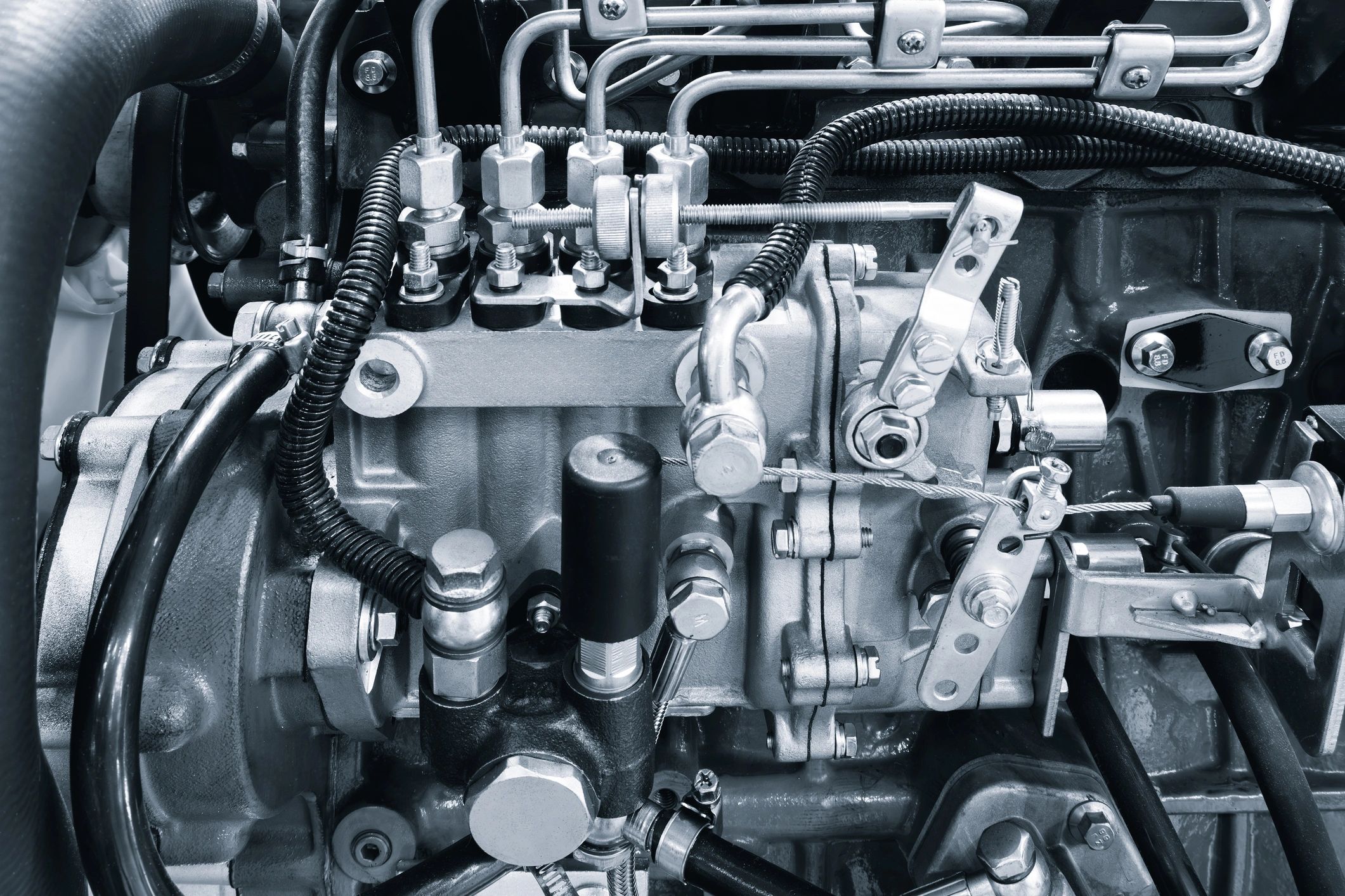 Detalle de componentes de un motor diésel